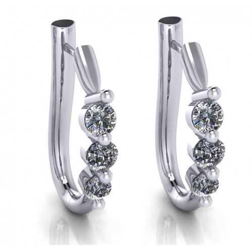 1.10 ct Ladies Round Cut Diamond Hoop Huggie Earrings 1.10 ct Ladies Round Cut Diamond Hoop Huggie Earrings